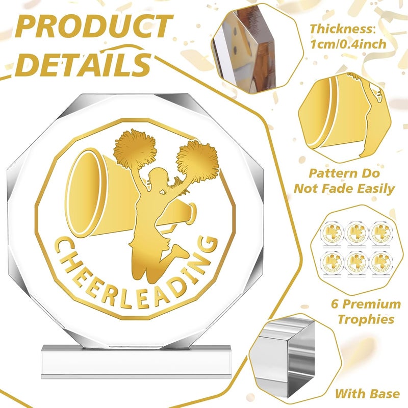 Anglechic 6 Pack Sports Trophy Acrylic Award Medals 4.72 x 4.72 Inch Sports Contest Trophies Bulk Plaques Team Prize Gift Trophies for Competition - Image 3